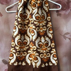 Elegant Vintage Trevira Texture Brown and Orange Scarf made in Italy